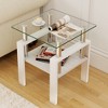 KTMBDW Modern Glass End Table Set of 2, 2-Tier Tempered Glass Top Corner Table for Living Room, Side Table with Metal Legs - 2 of 4