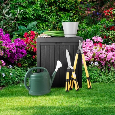 Black 50 Gallon Lockable Plastic Deck Storage Box
