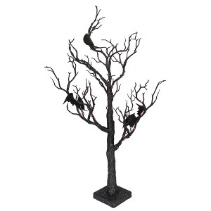 Northlight LED Lighted Glittered Halloween Tree with Bats - 26.5" - Orange Lights - 1 of 4