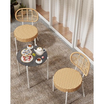 3 Piece Outdoor Bistro Set, Patio Rattan Bistro Set with Coffee Table, Front Porch Chairs Wicker Conversation Set for Lawn, Garden, Balcony, Backyard