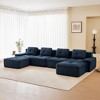 153" Corduroy U-Shaped Modular Sectional Sofa with 2 Movable Ottomans, Pearl-Like Piping, and Tufted Design - 2 of 4
