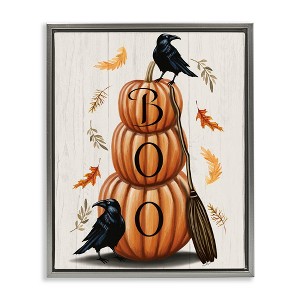Stupell Industries Boo Crows & Pumpkins Floating Frame Canvas Art - 1 of 4