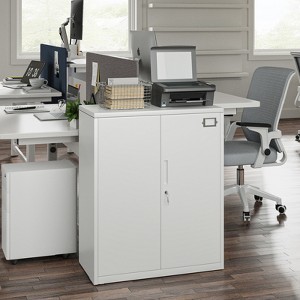Gertrudis Double-Door Filing Cabinet with Two Adjustable Shelves | ARTFUL LIVING DESIGN-White - 1 of 4