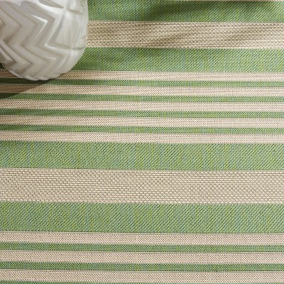 Courtyard Charmaine 27" Green/Beige Indoor/Outdoor Runner Rug