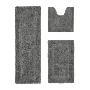Lux Premium 100% Cotton  Ultra-Soft Tufted Solid Reversible 3 Piece Bath Rug Set, Water-Absorbent, Durable, Machine Washable Bathroom Rug - 1 of 4