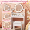 Princess Makeup Vanity Desk with Bookshelf, Kids Pretend Play Vanity Set - 4 of 4