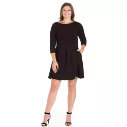 Perfect Fit and Flare Plus Size Pocket Dress-Black-1X