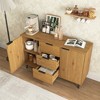 Sideboard Buffet Cabinet With Storage, Wood Coffee Bar Cabinet, Console Cabinet With 3 Drawers & 1 Door, Kitchen Buffet Cabinet Cupboard Natural - 4 of 4