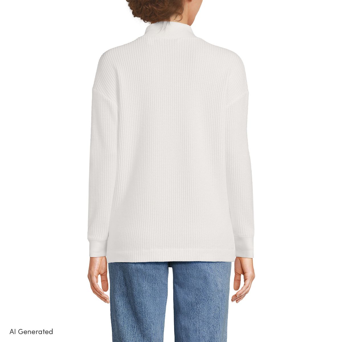 Lands' End Women's Long Sleeve Waffle Shawl Collar Henley - thumbnail 7