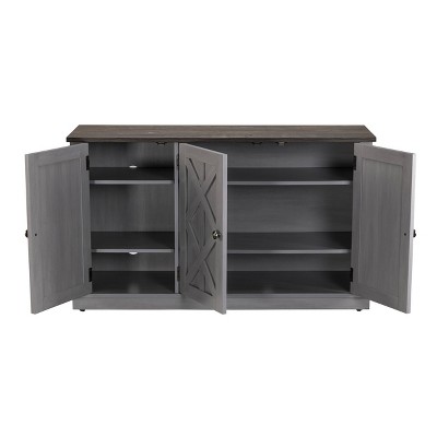 48" Gray Rustic Wood TV Stand with Cabinet