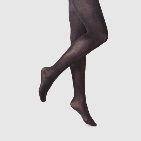 Women's 50D High Waist Control Top Opaque Tights Socks - A New Day™ Black  S/M