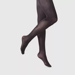 Women's 50D High Waist Control Top Opaque Tights Socks - A New Day™ Black M/L