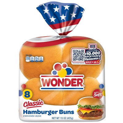 Wonder White Hamburger Buns - 12oz/8ct