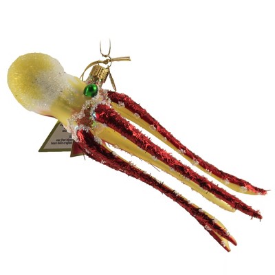 Morawski 2.0" Yellow Red And White Octopus Ornament Sea Creature Ocean  -  Tree Ornaments