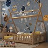 NicBex Twin/Full Size House Floor Bed Frame with Fence & Roof & Lights,Modern Toddler Bed for Bedroom,Kids Room,Playrooms - 2 of 4