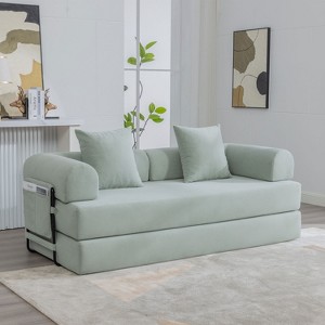 KTMBDW Sleeper Sofa Bed, Corduroy Folding Mattress Couch with Fixed-Shape Frame, Floor Sofa Lounge Couch for Living Room Bedroom - 1 of 4