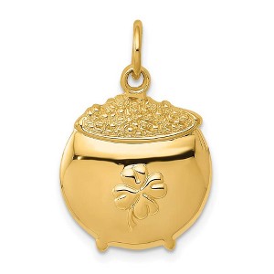 Black Bow Jewelry 14k Yellow Gold Pot of Gold Charm or Pendant, 15mm (9/16 inch) - 1 of 4