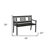 HomeRoots 45" Black Metal Geometric Back Garden Patio Bench - 3 of 4