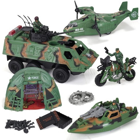 Military Vehicles Toy Set Osprey Helicopter Armored Car Camp Military Boat Motorcycle Army Men Figures For Boys Age 4 7 Kids Birthday Xmas Gifts Target