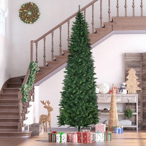 FURNIinspire Artificial Trees Christmas Tree Christmas Decor Decorative Tree, Tall Artificial Christmas Tree With Base, Green, 37.5"*37.5"*106.3" - 1 of 4