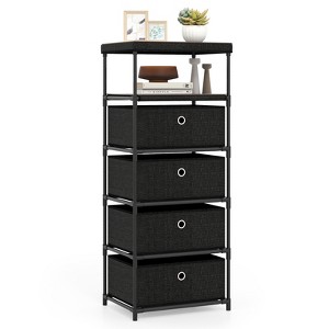 Tangkula 4-Drawer Dresser w/ Shelf w/ Fabric Bins Industrial Storage Tower Unit - 1 of 4
