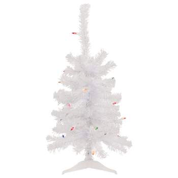 Northlight 2' Lighted Woodbury White Pine Slim Artificial Christmas Tree, Multi Lights