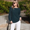 Amaryllis Women's Sequin Embellished Balloon Sleeve Top Boat Neckline Relaxed Fit Versatile Style for Day to Night - 3 of 4