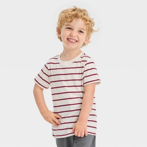 Toddler Boys' Short Sleeve Favorite Striped T-shirt - Cat & Jack™ Cream ...