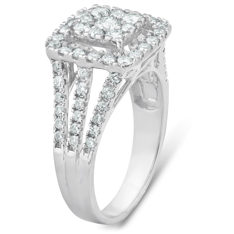 Pompeii3 1 3/8ct Square Framed Diamond Halo Engagement Ring 10k White Gold, 2 of 6
