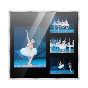 PosterPalooza | Stainless Steel Silver Wood Finish Collage Frame - Black Mat, 20 Frame Sizes, UV Acrylic - 1 of 4
