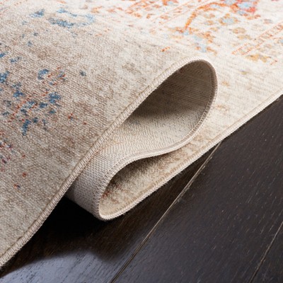 Light Grey and Multi Synthetic Reversible Runner Rug