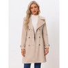 Allegra K Women's Faux Suede Notched Lapel Strap Cuff Solid Double Breasted Tie Belt Trench Coat - 2 of 4