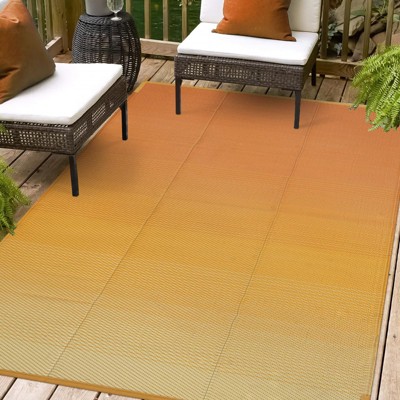 Lahome Waterproof Outdoor Area Rug-Reversible Plastic Straw Mat for Porch, Backyard, Balcony