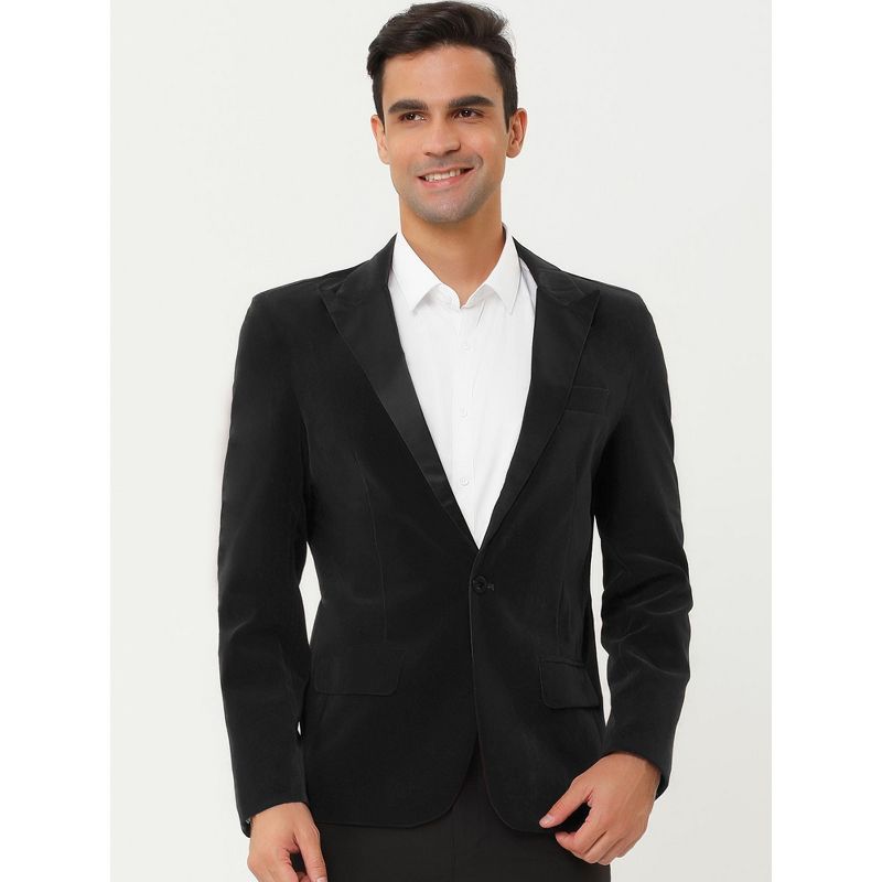 Lars Amadeus Men's Velvet Blazer One Button Party Prom Tuxedo Dinner Suit Blazer, 3 of 7