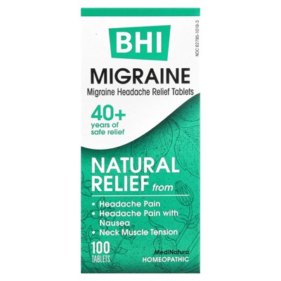 MediNatura BHI, Migraine Headache Relief, 100 Tablets