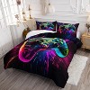 Hachikiko 3D Neon Gamepad Comforter Set - Gamer Cubic Space Bedding for Kids Teens 3PCS - 2 of 4