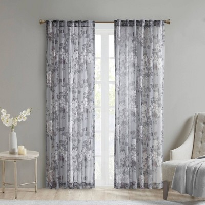 Photo 1 of 2 PANELS AND VALANCE Madison Park Abelia Sheer Rod Pocket Curtain 50X84 EACH