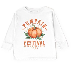 The Juniper Shop Pumpkin Festival Gourd Vibes Toddler Long Sleeve Tee - 3T - White - 1 of 4
