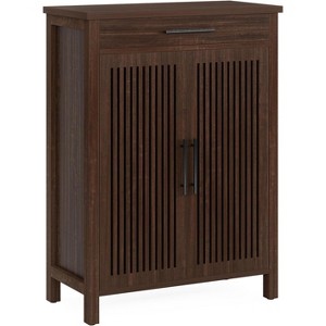 Tribesigns 5-Tier Shoe Cabinet, Freestanding Shoe Storage Cabinet with Louvered Doors, Wood Shoe Rack with Adjustable Shelf - 1 of 4