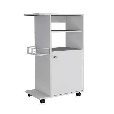 NicBex 15Inch Rolling Kitchen Island Kitchen Cart with 1 Door Cabinet and 2 Open Shelves