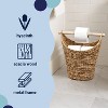 happimess Talia Classic Coastal Hand-Woven Water Hyacinth Toilet Paper Basket with Wood Bar - 3 of 4