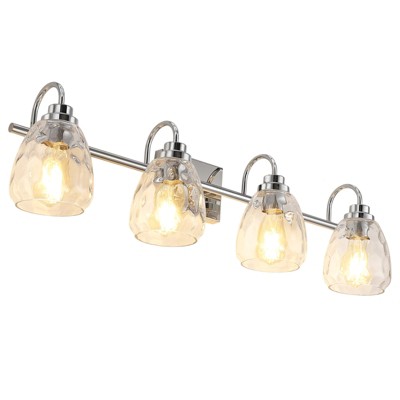 Bathroom Light Fixtures,Chrome Vanity Light Fixtures Over Mirror Wall Mount Lighting Fixture with Hammered Glass Shade E26 Socket for Hallway Kitchen