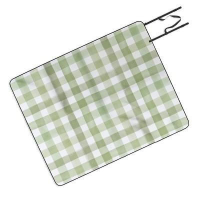 Ninola Design Watercolor Gingham Salad Green Picnic Blanket Deny Designs Target