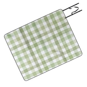 Ninola Design Watercolor Gingham Salad Green Picnic Blanket - Deny Designs - 1 of 3