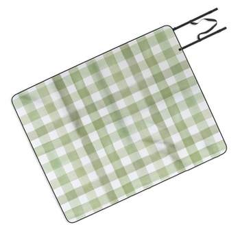 Ninola Design Watercolor Gingham Salad Green Picnic Blanket - Deny Designs