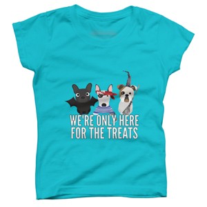 Girl's Design By Humans Dog Halloween - We're Only Here For The Treats By PedigreePrints T-Shirt - 1 of 3