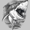 Men's Design By Humans Great White Shark BW By MudgeStudios T-Shirt - 2 of 4