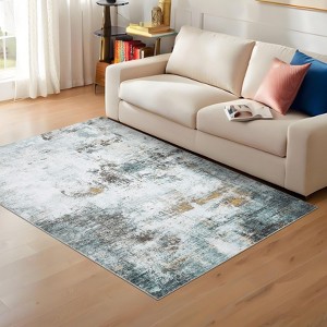 Washable Living Room Rug Non Slip Low Pile Area Rug Soft Foldable Accent Carpet for Bedroom Home Office Dining Room - 1 of 4