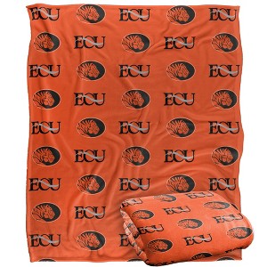 East Central University Logo Pattern Silky Touch Blanket White 50x60 - 1 of 4
