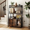 Costway Cat Litter Box Enclosure with Storage Shelves Scratching Pad Charging Station Coffee/Gray/Walnut - 4 of 4